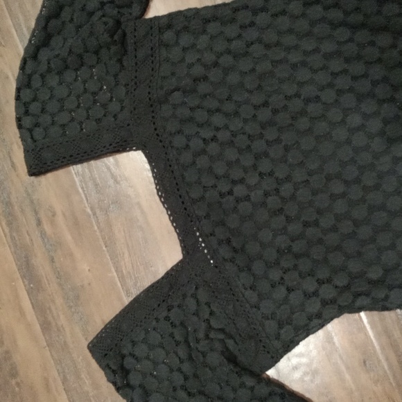 Solitaire Black Square Neck Quarter Length Sleeve Lace Top Size Small - Picture 4 of 8